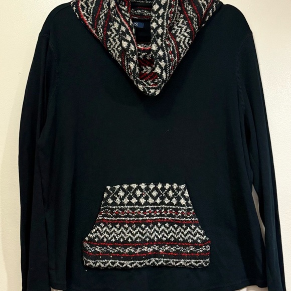 Chaps Black and Red Cowl Neck Sweater with Nordic Design - Picture 5 of 7